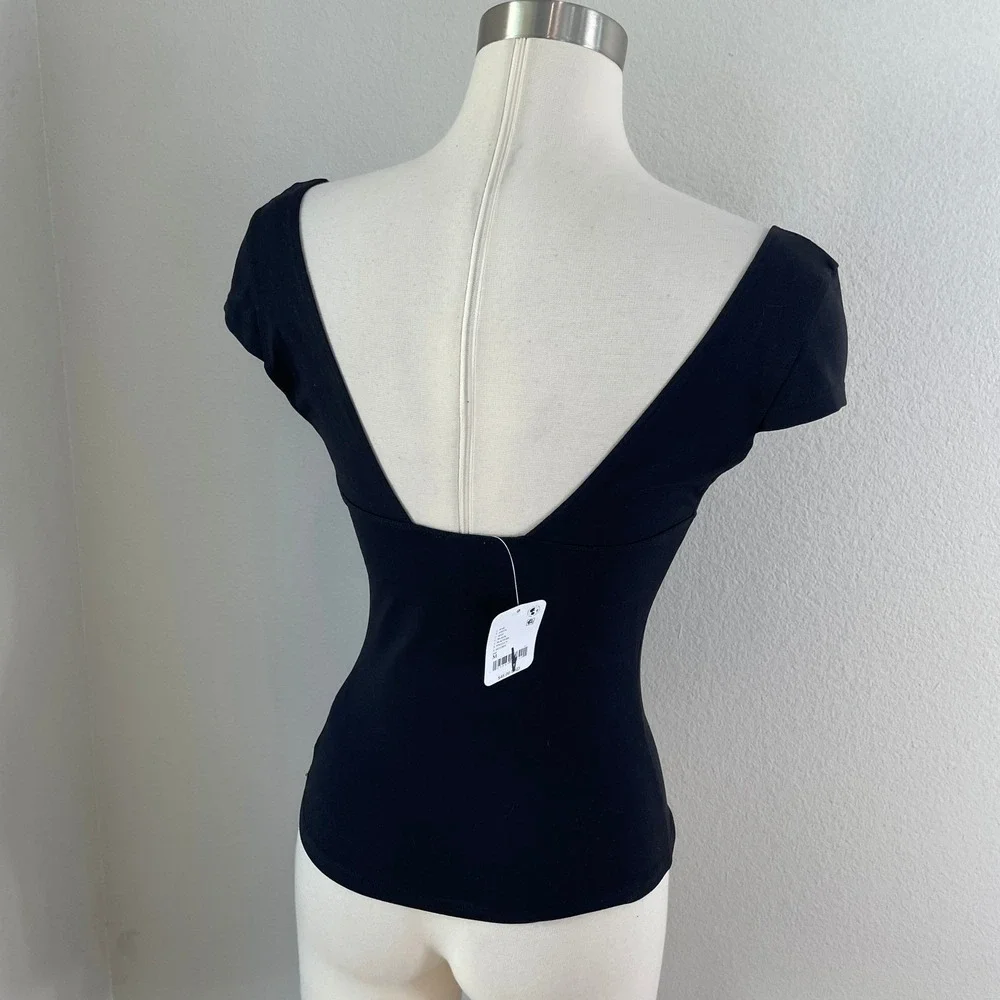 Intimately Free People Womens Medium‎ Black Duo Corset Cami Top Stretch Shirt